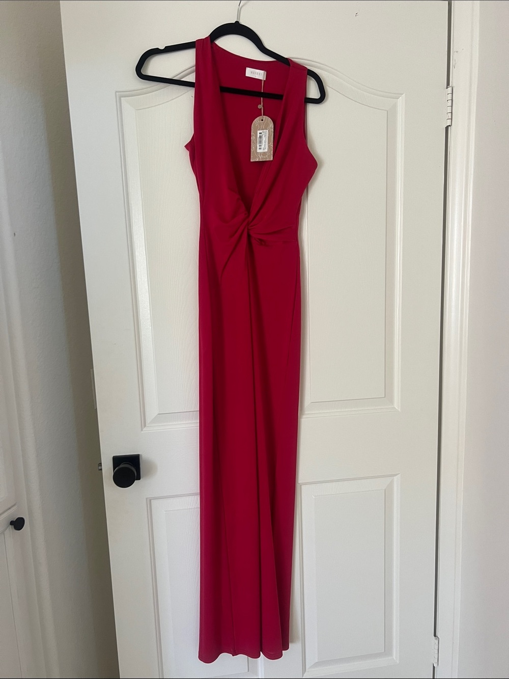 Stellah Fuchsia Deep V Draped Maxi Dress - Picture 3 of 3